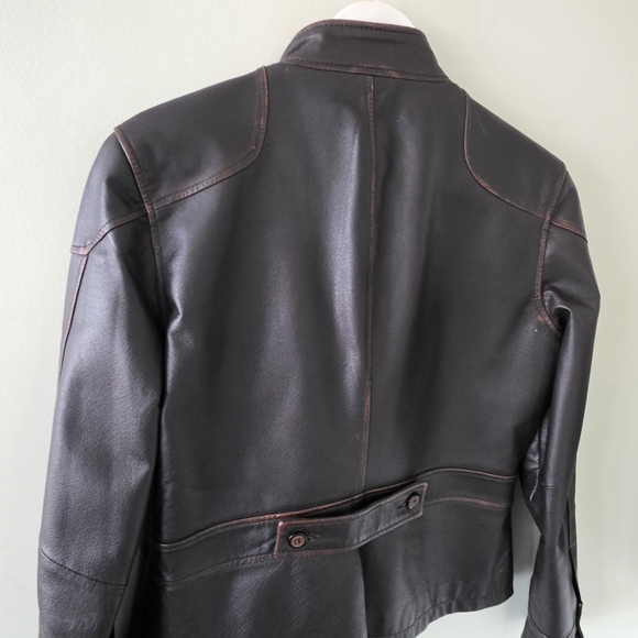 Stamp 10 M 90s Modern Contemporary Western Rodeo Burnished Leather Jacket - Picture 12 of 16